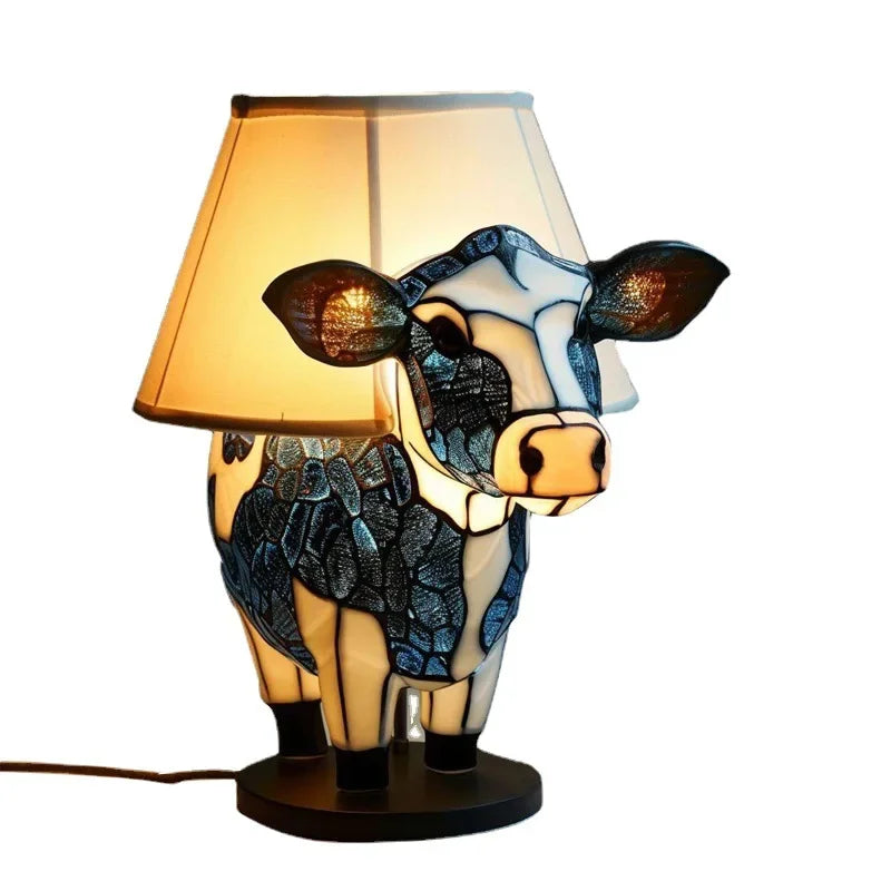 Animal Cow Table Lamp Creative Resin Decorative Lamp Bedroom Ornament