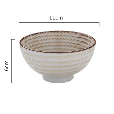 Japanese Classical Ceramic Bowls Tableware Kitchen Soup Noodle Rice Bowl Big Ramen Bowl  Spoon and Teacup