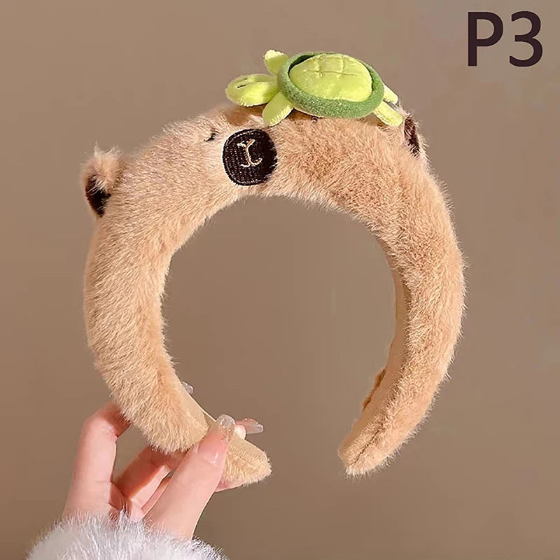 Capybara Kids Plush Headband Cartoon Anime Doll Hair Band Wash Face Bundle Hair Band Autumn/winter Headwear Girl Gift