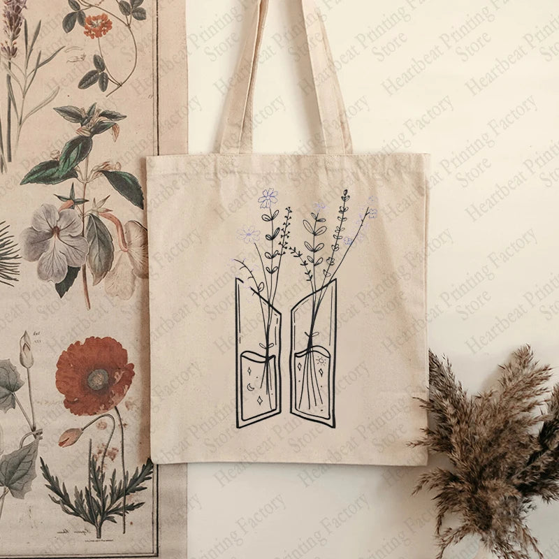 Flower Tote Canvas Tote Bag Army Friend Gift Bangtan Cloth Bag Best Gift for Kpop Fans Women Large Capacity Shopping Bags