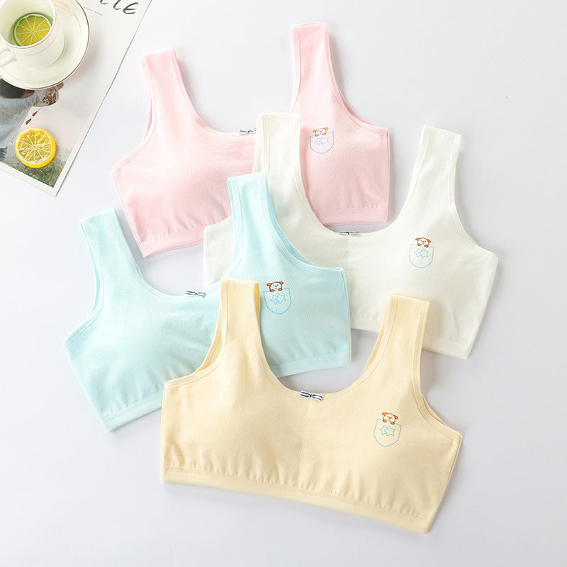 Underwear female primary school students growth period small vest pure cotton girls junior high school anti-bulge bra