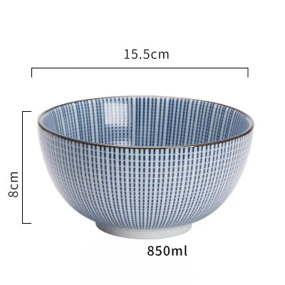 Japanese Classical Ceramic Bowls Tableware Kitchen Soup Noodle Rice Bowl Big Ramen Bowl  Spoon and Teacup