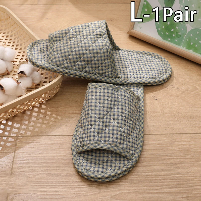 Women Indoor Cotton Slippers Japanese Floral Bedroom Carpet Slippers Soft Toe Sole Slippers Non-Slip Home Bedroom Slippers