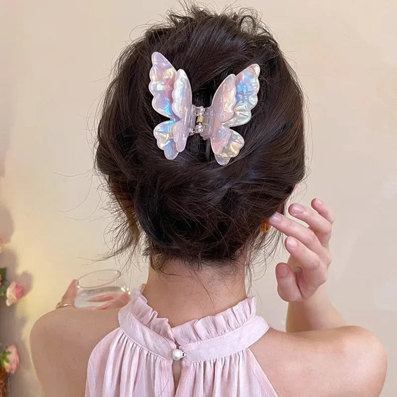 New Fairy Butterfly Hair Claw Acetate Crab Hair Clip Summer Sweet Princess Shark Clip for Women Girl Hairpin Hair Accessories