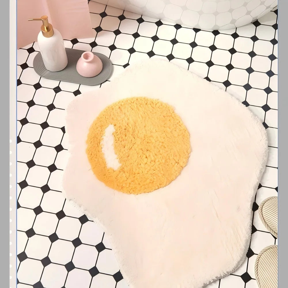 VIKAMA Cartoon Poached Egg Carpet Living Room Sofa Coffee Table Carpet Bedside Rugs Absorbent Bathroom Floor Mat Home Decoratora