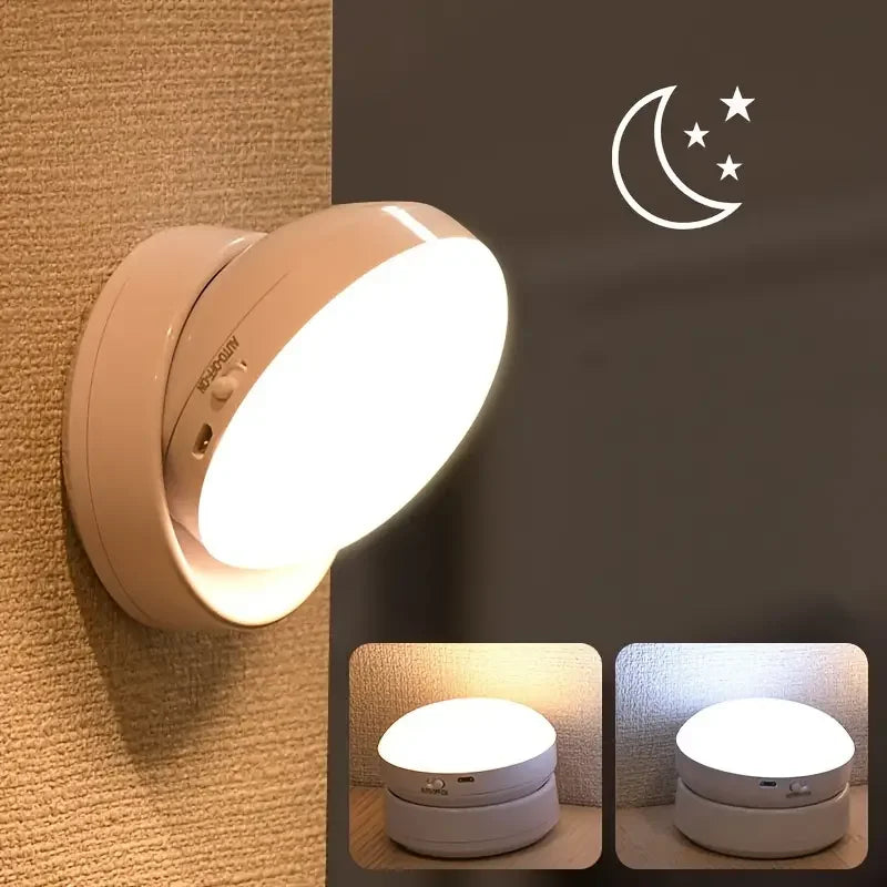 Motion Sensor Night Light 360° Rotating LED Night Light Cabinet Light Portable Battery Night Light For Bedroom Hallway Kitchen