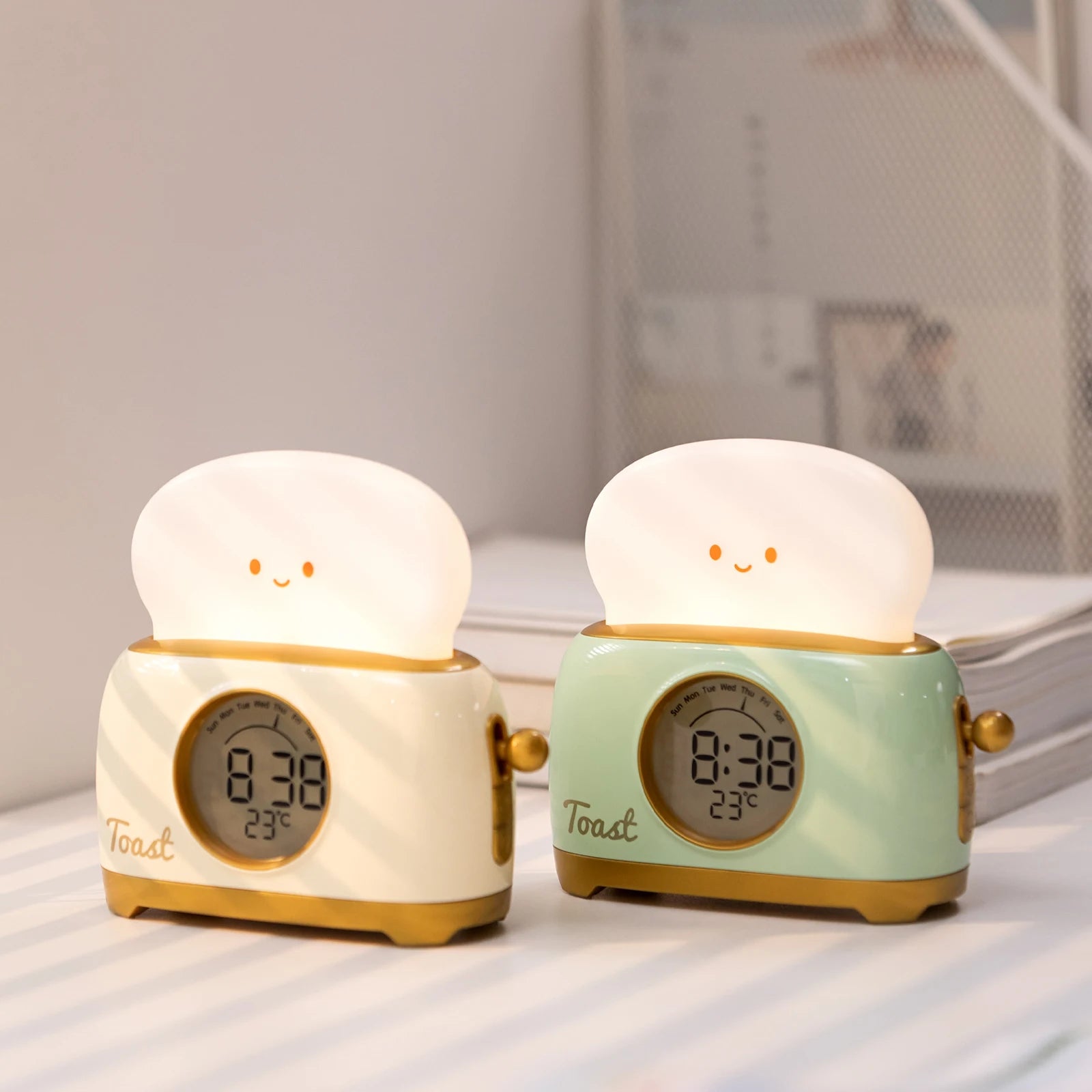 Night Lights Alarm Clock Wake Up LED Nightlight Creative Bedsides Desk Lamp Indoor Lighting Timing USB Dimmable Light Kids Gifts