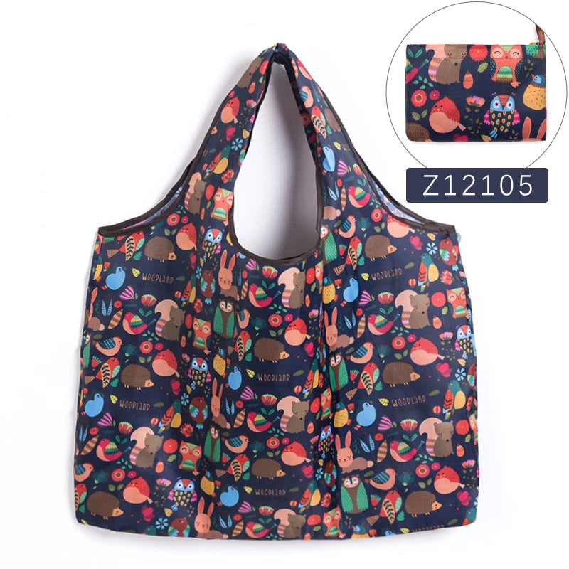 Folding Shopping Bag Eco-friendly Reusable Portable Shoulder Handbag for Travel Grocery Fashion Pocket Tote Bags