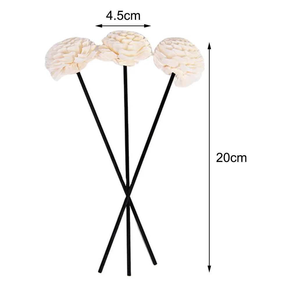 3pcs Flower Rattan Reeds Fragrance Diffuser Non-fire Replacement Refill Sticks Home Aromatic Incense