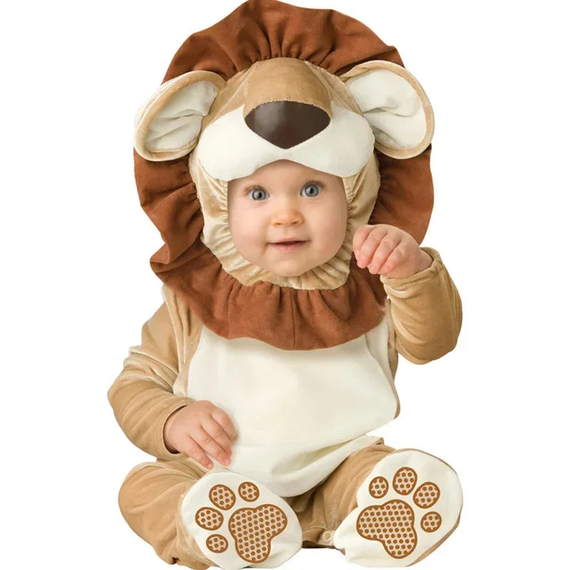 Baby Boy Girl Costume Romper Onesie Toddler Halloween Clothes Cartoon Animal Rompers Flannel Warm Soft Baby Infant Clothing