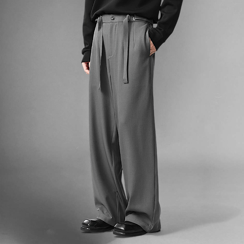 Belted wide leg trouser with elastic back