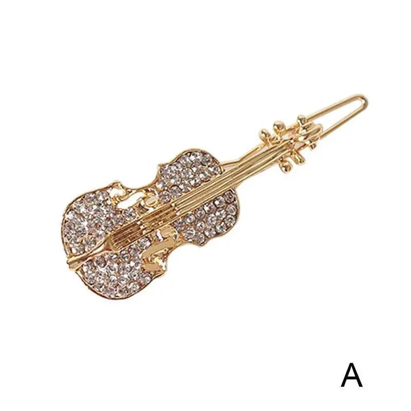 Rhinestone Crystal Violin Hairpin Hair Clip Cute Headwear Barrette Fashion Design Women Hair Accessories