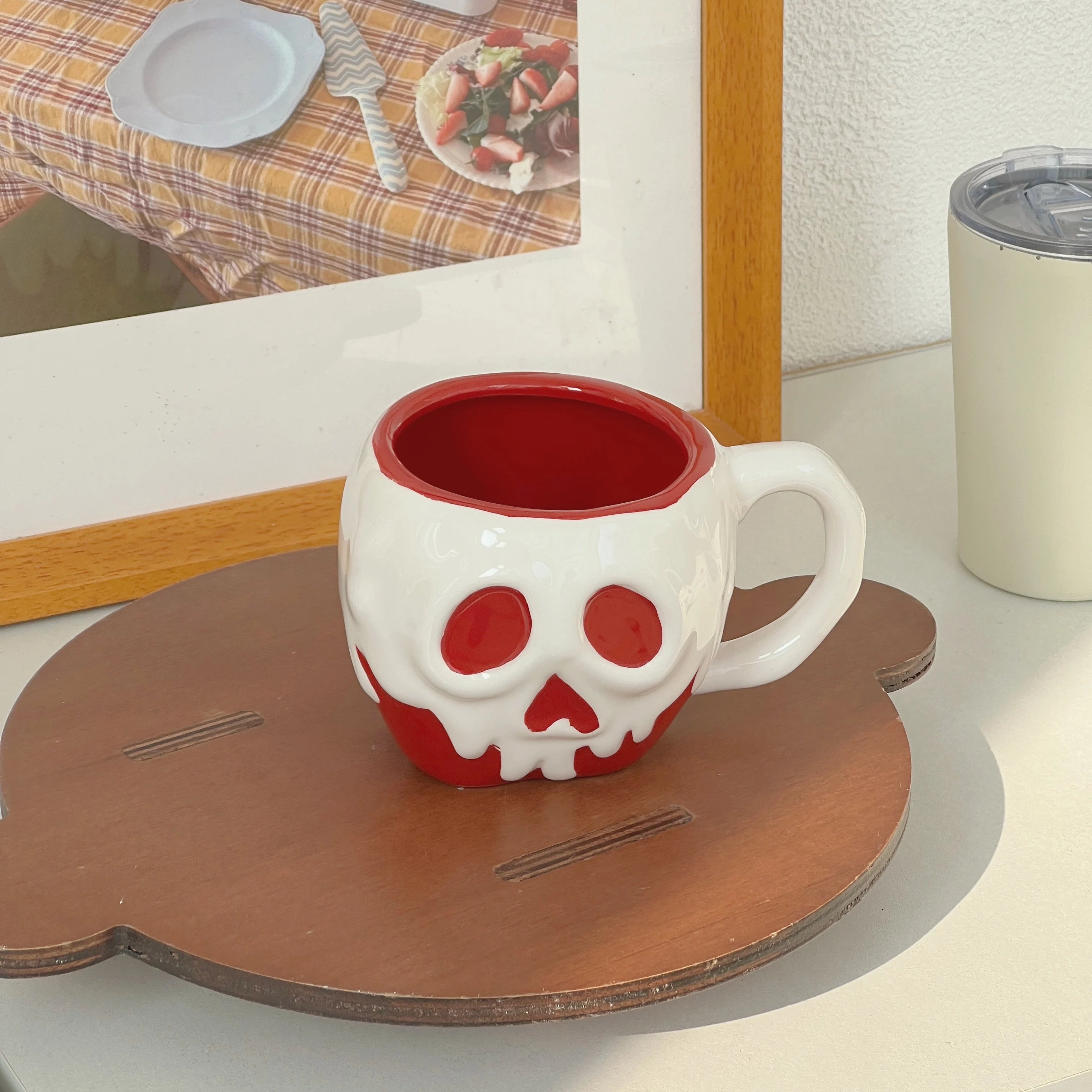 Red Skull Mug Ceramic Cup Anime Cartoon New Fruit Water Cup Large Capacity Creative High Beauty Halloween Gift