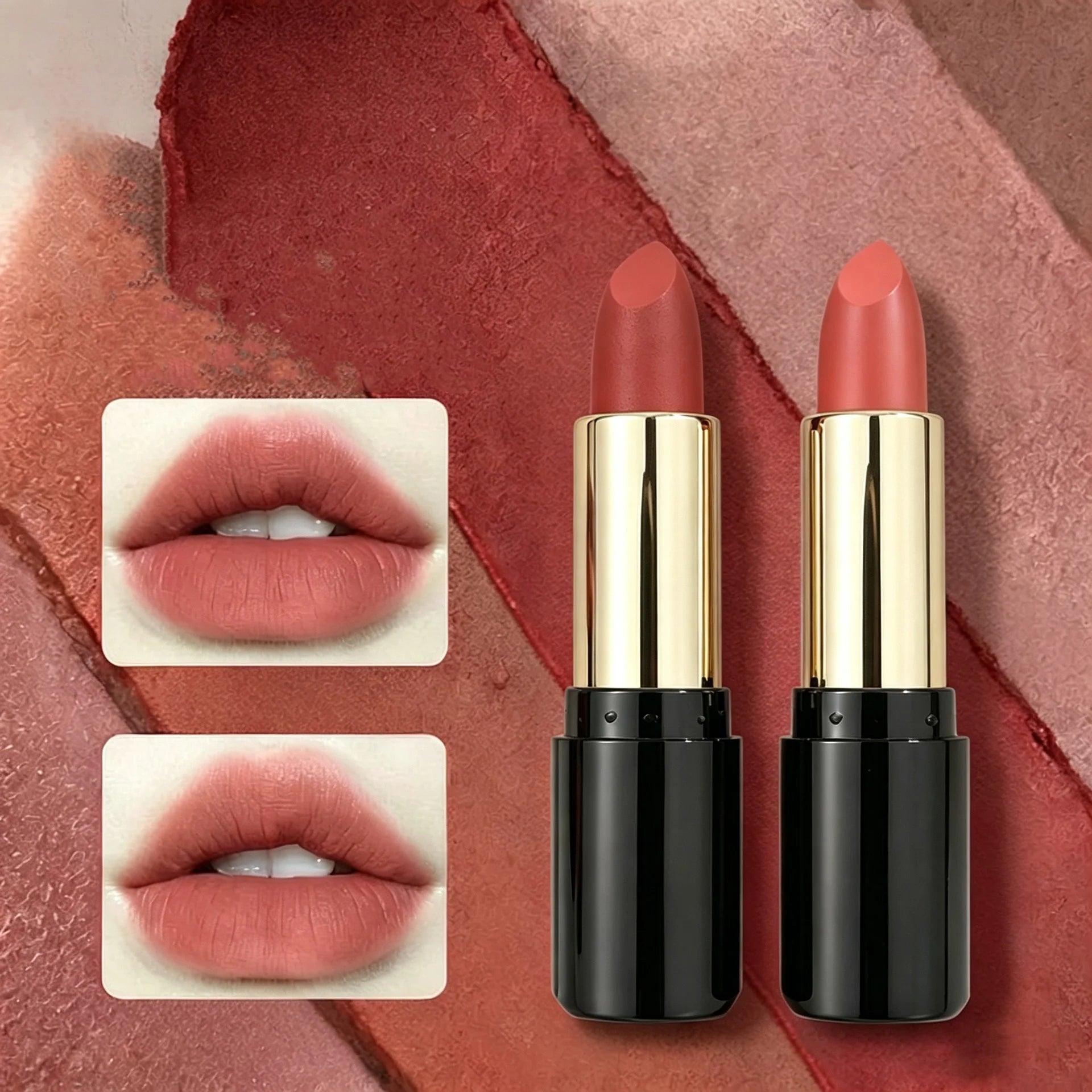 Cinnamon Nude Pink Brown Lipstick Matte Moisturizing, Long Lasting Non-Fading Nude Lip Color, Smooth Velvet Finish Daily Makeup