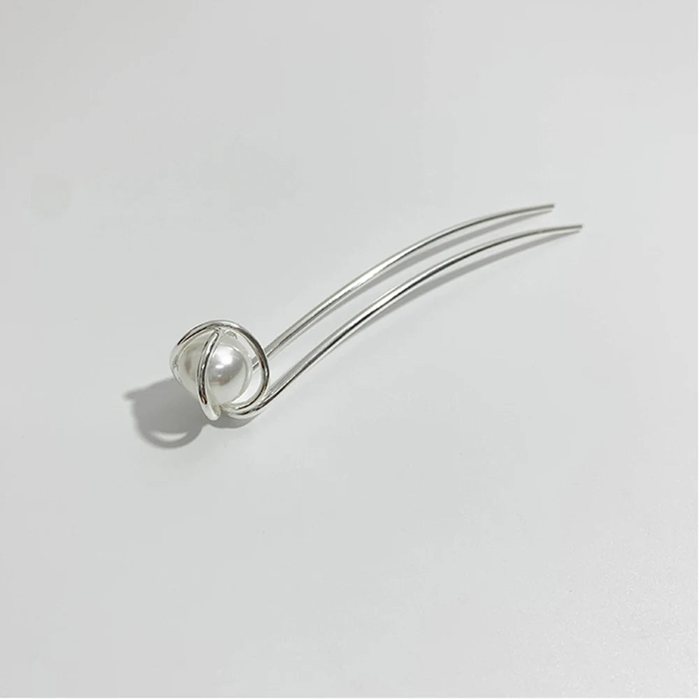 Fashion Metal Hair Sticks Fork Hairpin Elegant Women Hair Clip Pins U Shape Girls Hairpins Hair Bun Maker Headwear Accessories