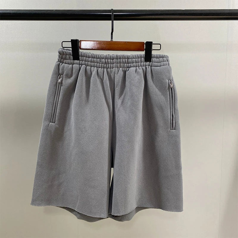 Thickening Ye Season 6 Shorts 2022 Men Women Fleece Zip 1:1 Kanye West Shorts Big Oversize Hip Hop Tour Breechcloth