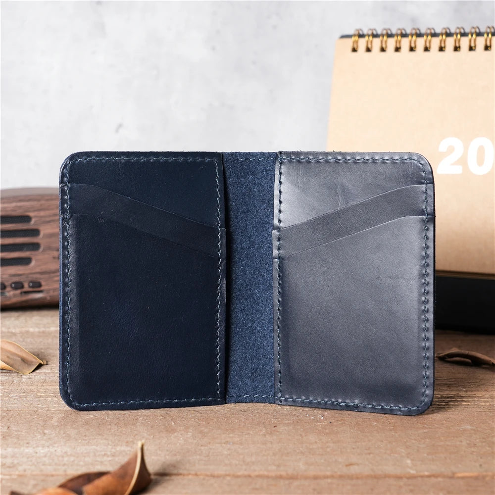 Genuine Leather Card Wallet for Men Credit ID Card Holder Women Money Clip Cash Slim Case Soft Purse 6 Card Slots NT004