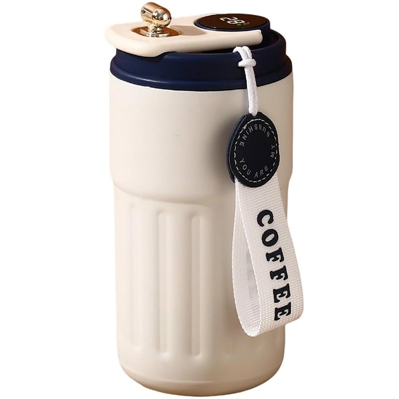 450-ml Stainless Steel Insulated Coffee Mug with Temperature Display Lid