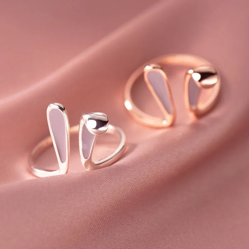 Cute Pink Bunny Ears Ring Girls Woman Trendy Jewelry Gifts Wedding Banquet Accessories Ring Resizable