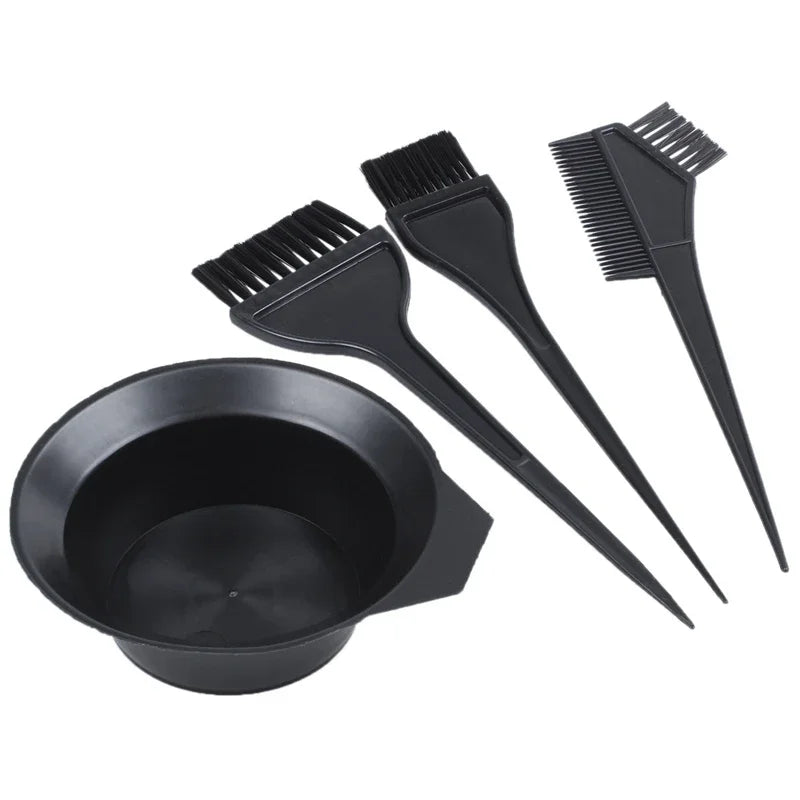 4Pcs/Set Black Hair Dyeing Accessories Kit Hair Coloring Dye Comb Stirring Brush Plastic Color Mixing Bowl DIY Hair Styling Tool