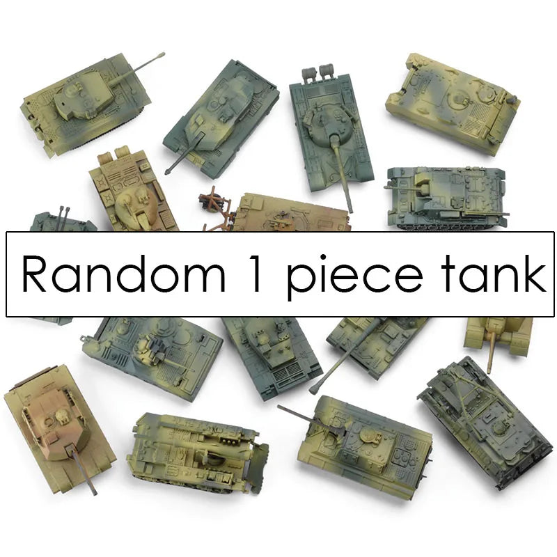 1pcs 1:72 4D Plastic Assemble Tank Kits World War II Model Puzzle Assembling Military Sand Table Toys For Children