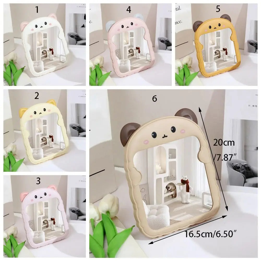 Plastic Cat Dressing Mirror Animal Cute Desktop Makeup Mirror European Style Bread Side Bear Folding Mirror Dressing Table