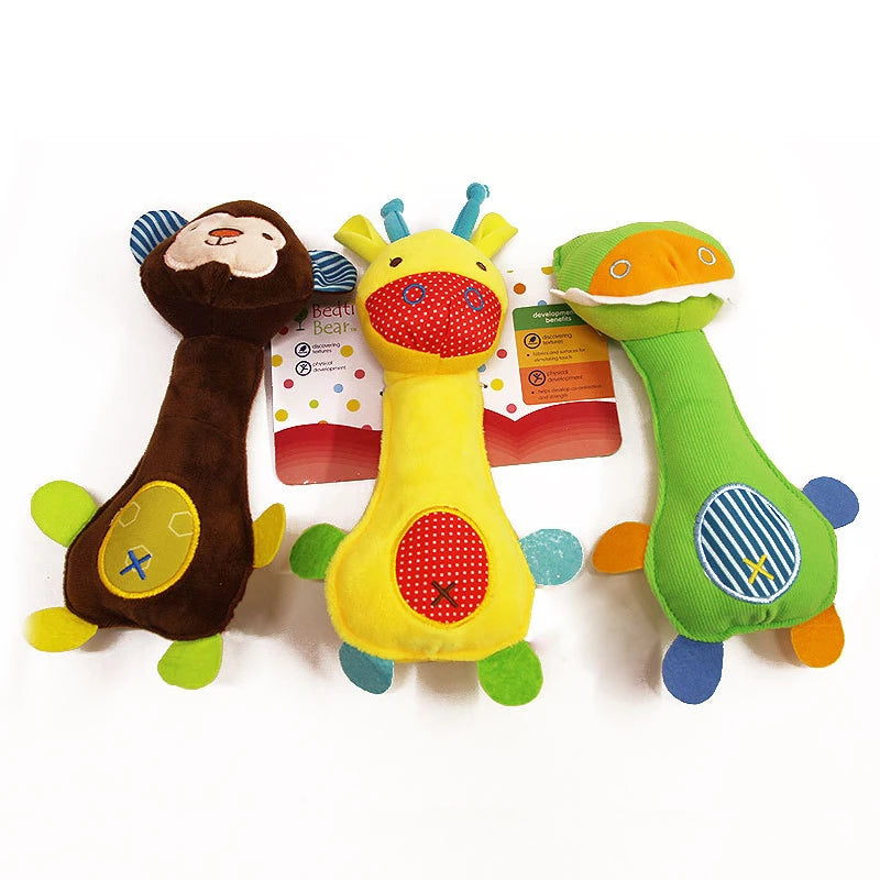 New Party gifts Dog Toys Pet Puppy Chew Squeaker Squeaky Plush Sound Cartoon dinosaur/Deer/Monkey Toys small pet gift