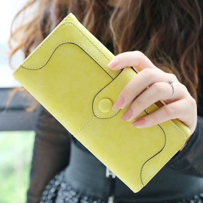 Wallets Retro Nubuck Leather Women's Long Wallets Clutch Female Hasp Purse Vintage Money Bag Carteira Card Holder