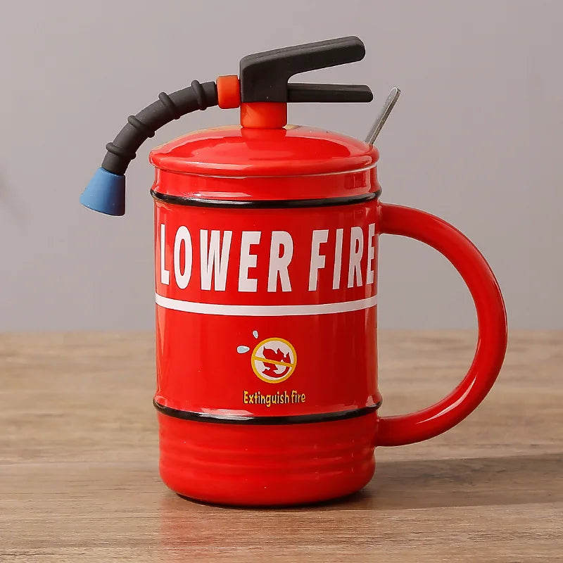 480ML Funny Fire Extinguisher Mug Office Living Room Outdoor Personality Tea Cup Male Female Student Couple Ceramic Cup