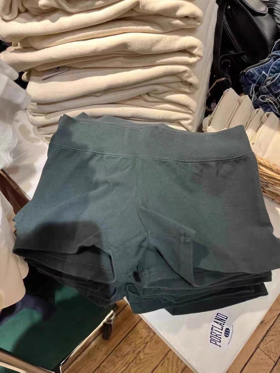 Gray Simple Sweatshort Woman Summer High Waist Slim Straight Short Pants Casual Vintage Sport Box Pants Y2k Baisc Bottom Clothes