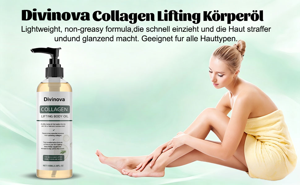 Divinova Kollagen körperöl zur Hautstraffung, 2026  Divinova Collagen Lifting Body Oil für Narben, Falten und Dehnungsstreifen, 100ML
