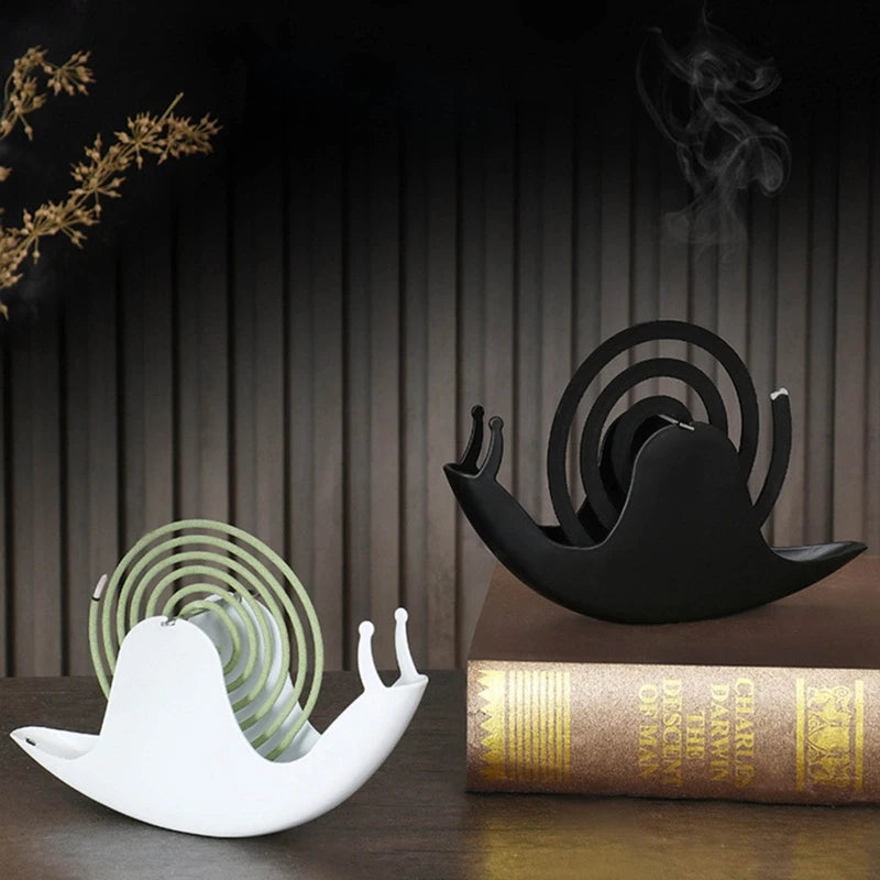 Cute Snail Shape Mosquito Coil Incense Holder Shelf Retro Unique Wrought Iron Metal Stand Ornament for Home Bedroom Decoration