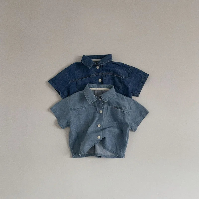 Summer New Baby Short Sleeve Denim Jacket Clothes Set