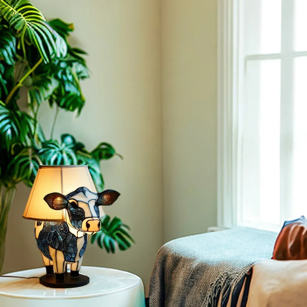 Animal Cow Table Lamp Creative Resin Decorative Lamp Bedroom Ornament