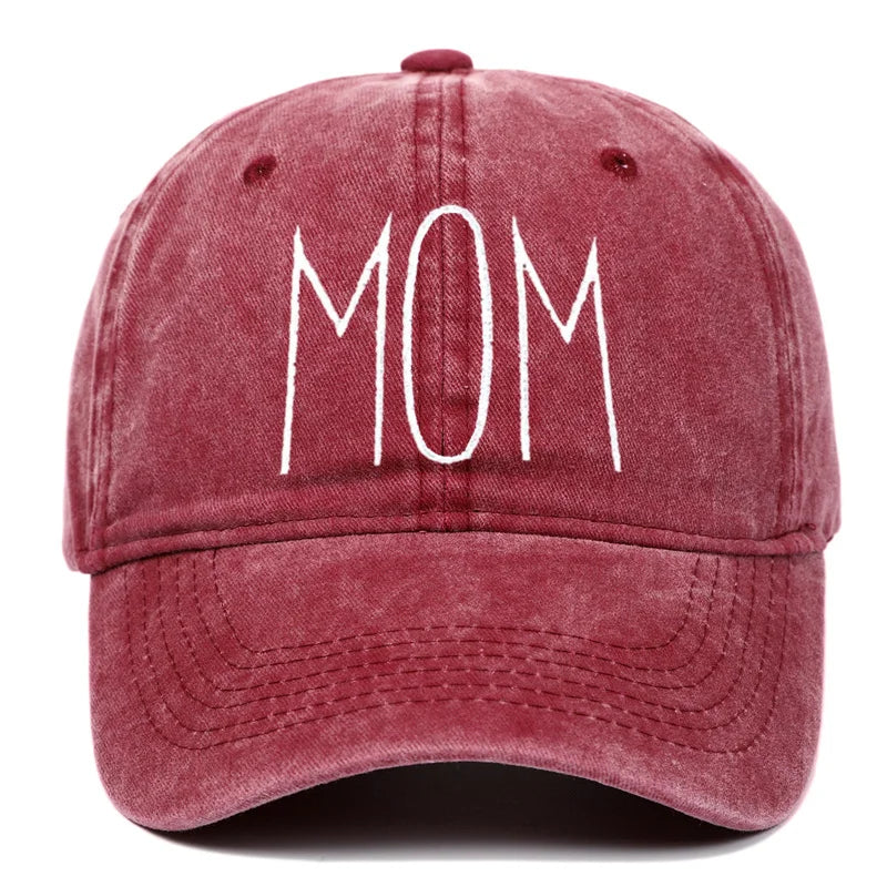 Retro Washed Cotton Baseball Caps Fashion DAD MOM Letter Embroidery Women Men Hats Outdoor Sport Visors Snapback Breathable Cap