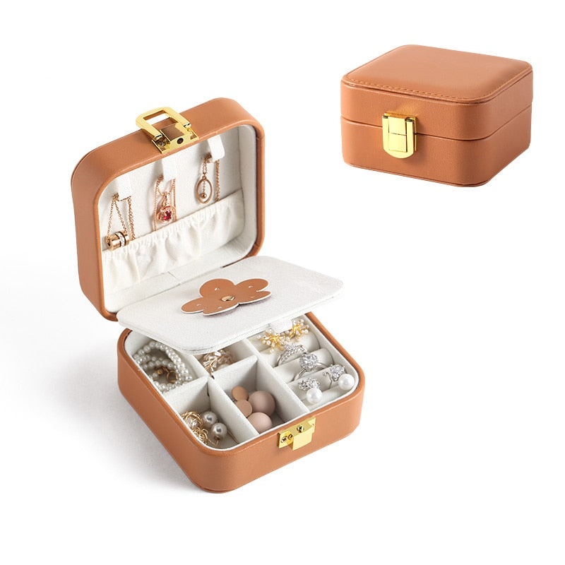 High Quality Jewelry Box Organizer Storage Leather Holder Earrings Ring Necklace Case Protable Jewel Packaging For Gift Display