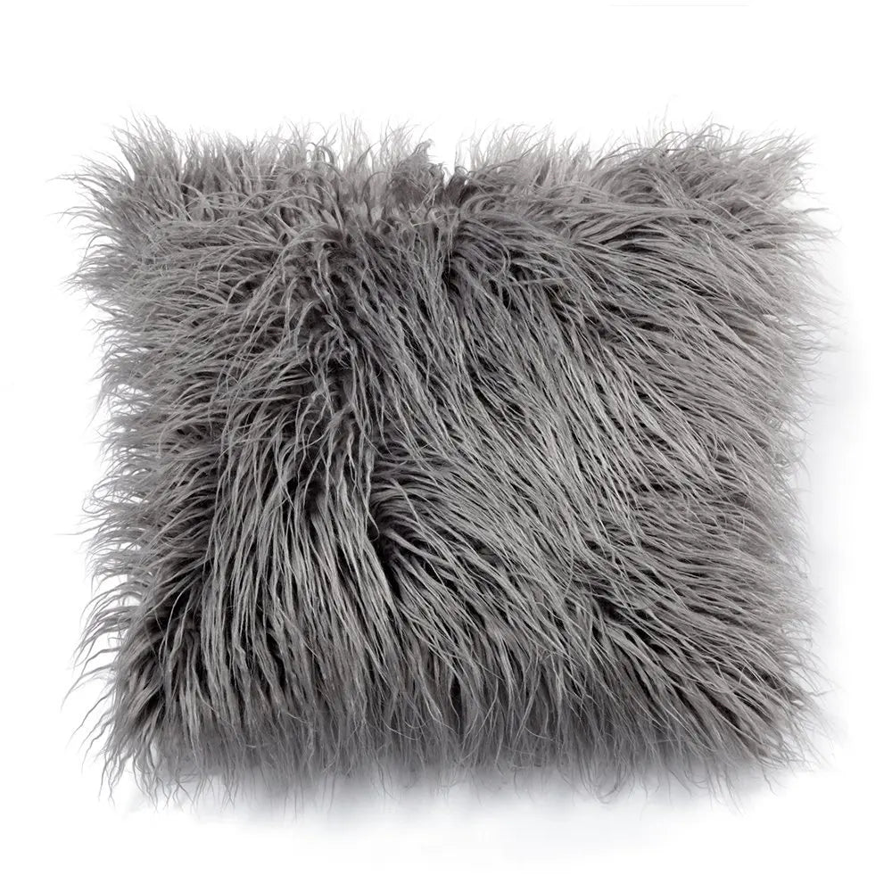 Artificial Wool Fur Sheepskin Cushion Cover Hairy Faux Plain Fluffy Soft Throw Pillowcase Washable Square Solid Pillow Case 45cm