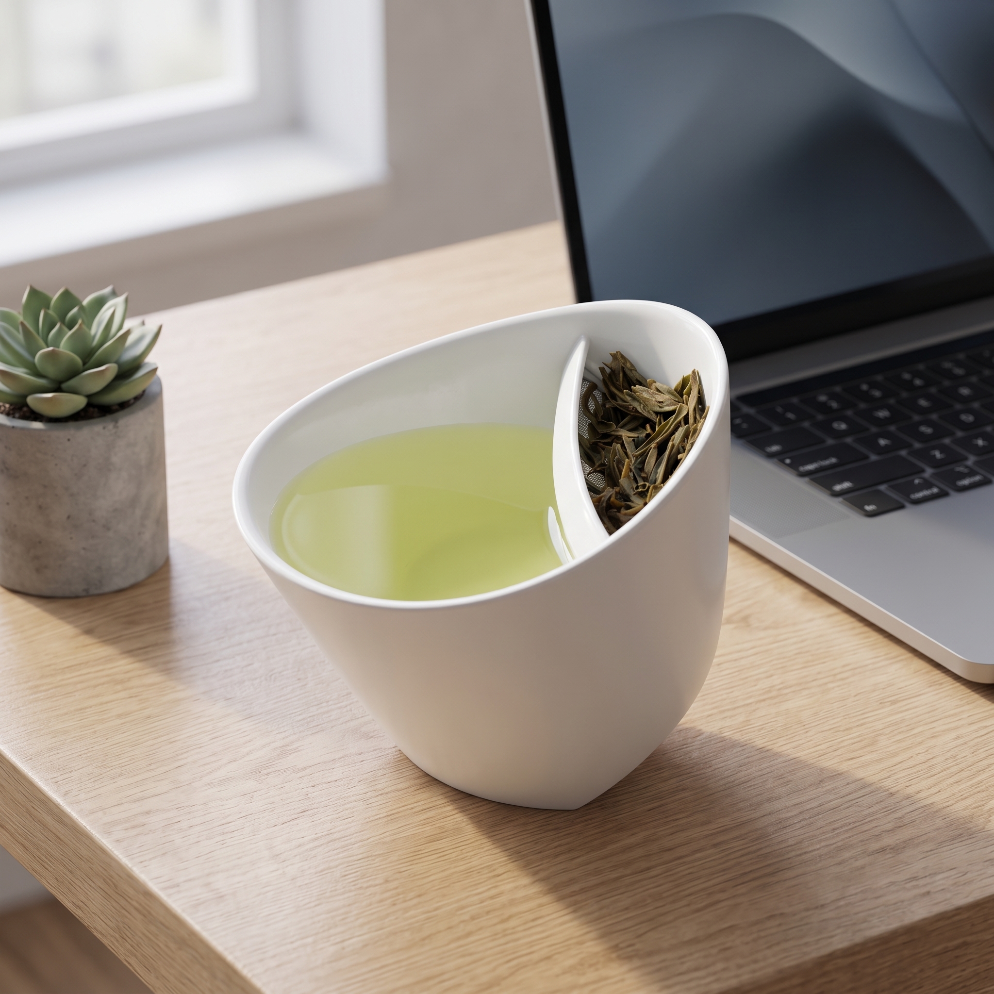 Cuptone Tilt Tea Cup, 2026 New Creative Tilting Teacup with Built-in Tea Strainer & Infuser, Smart One Piece Travel Cup for Loaded Tea
