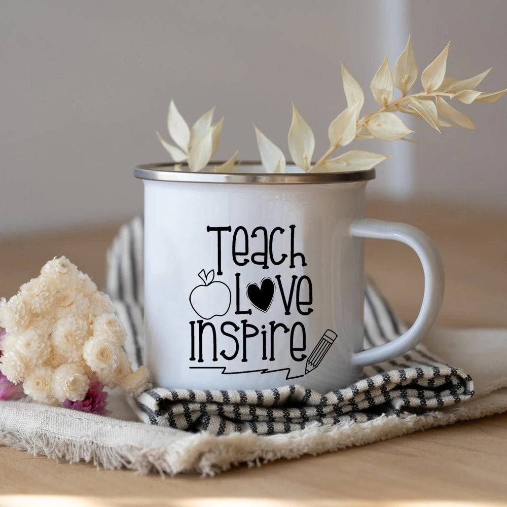What's Your Superpower Teacher Coffee Tea Mug Cup Teacher Appreciation Gift Love Teach Inspire Teachers Enamel Mug