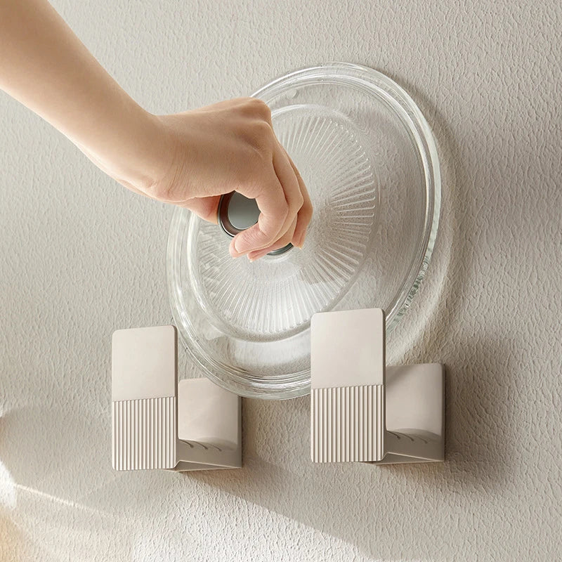 Plastic Pot Lid Holder Wall-Mounted Chopping Board Hanging Holder Pan Pot Cover Storage Rack No Punching Kitchen Organizer Shelf