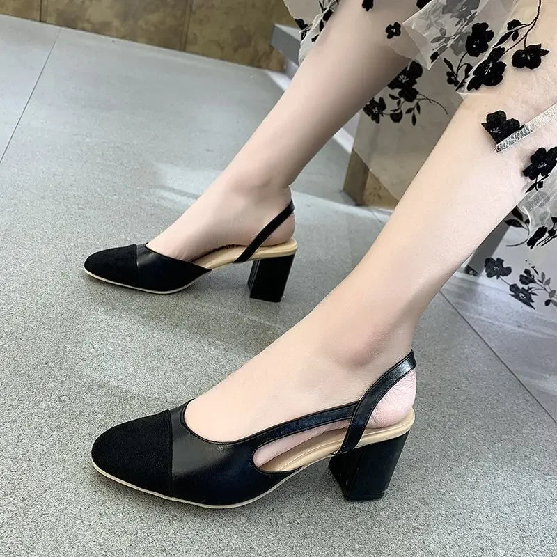 Fashion Women Shoes Woman Dress Shoes Mid Heel Square Head Wedding Party Sandals Casual Shoes