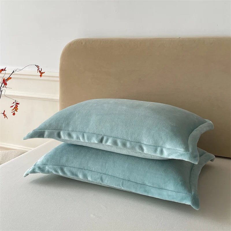 Solid Color Pillows Cover Velvet Pillowslip funda almohada 48x74cm Pillowcase Rectangle Cushion Cover 2pcs Warm Pillow Cases