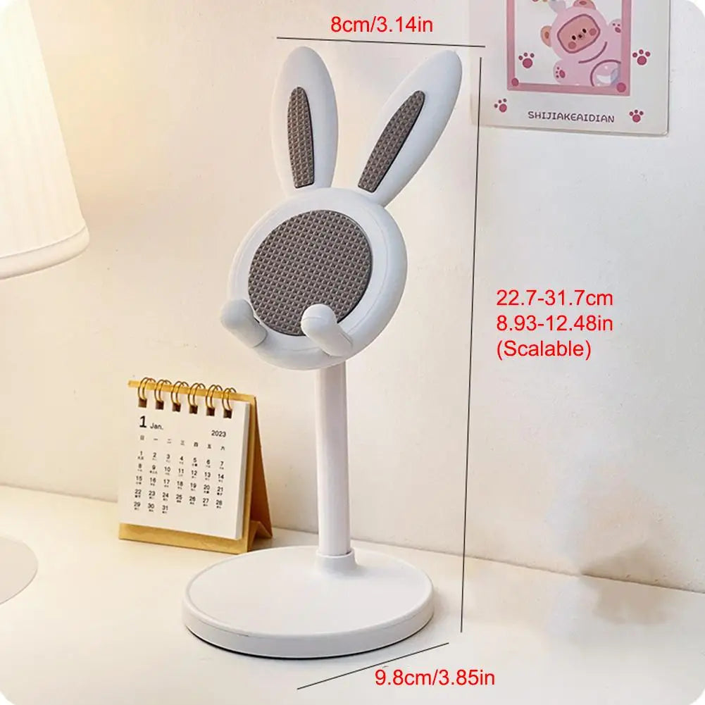 Cute Cartoon Bunny Desktop Mobile Phone Holder Stand Smartphone Tablet Bracket Adjustable Telescopic Lifting Lazy Bracket