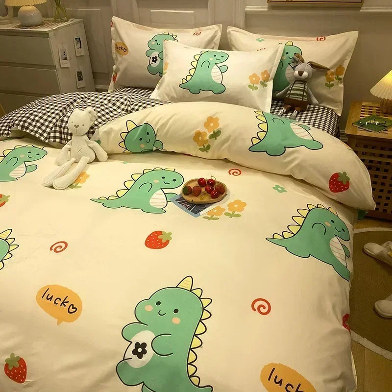 New Fashion Print Queen Size Bedding Set King Size Daisy Printed  Duvet Cover Set with Flat Sheets Cozy Durable Bedding Sets