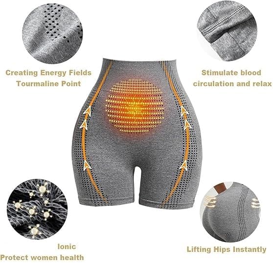 Baicloud Micro-Vibration Massage Module Ice Silk lon Fiber Repair Shaping Shorts, Mid-Waist Body Shaper Shorts