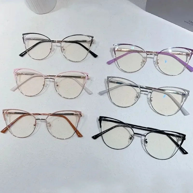 New Fashion Anti Blue Light Blocking Glasses Women Men Retro Cat Eye Frame Reading Computer Clear Lens Simple Female Eyeglasses