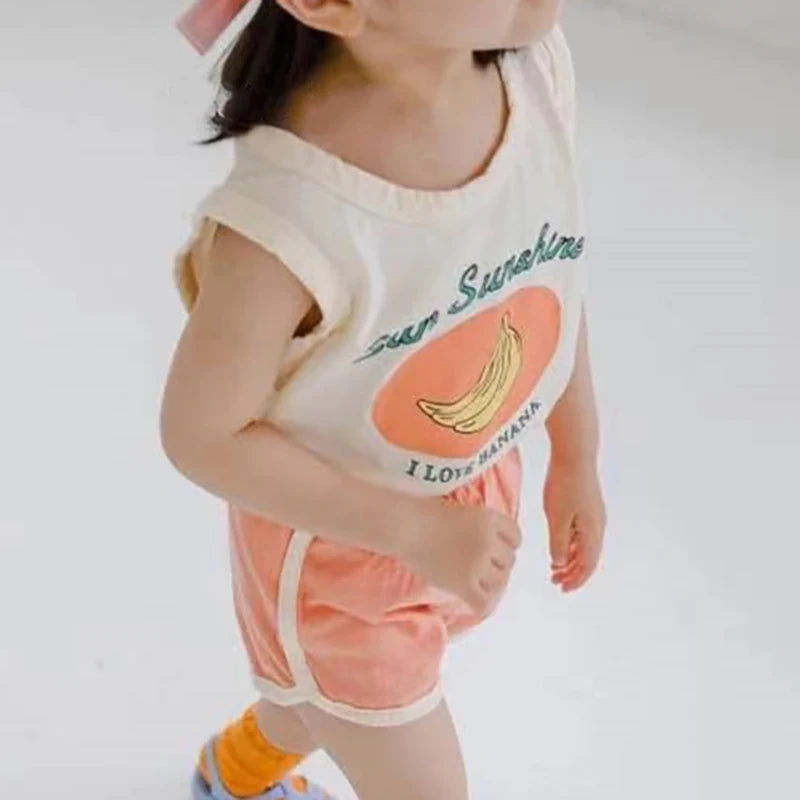 MILANCEL  Summer Baby Clothing Set Fruit  Print Girls  Vest Suit Casual Boys Tee and Shorts