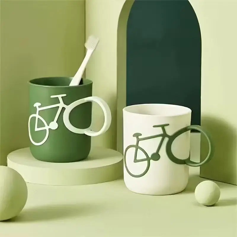 1 Creative Mouthwash Cup, Couple Bicycle Handlebars, Toothbrush Cup, Face Wash Cup, Home Decor, Bathroom Accessories