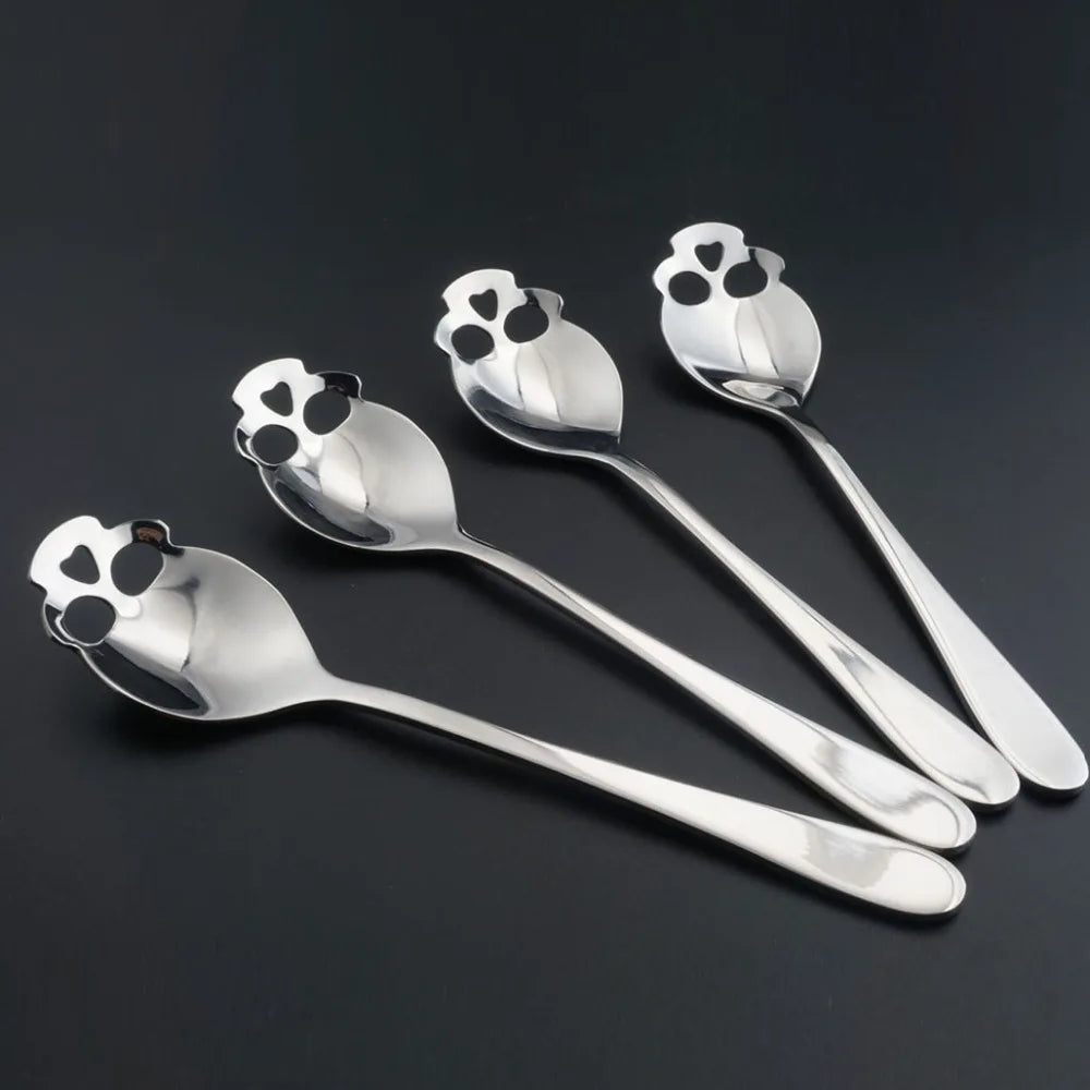 &Creative 304 Stainless Steel Skull Coffee Spoon Dessert Tea Sugar Scoop For Home Kitchen Bar Coffee Shop Party Accessories Gift