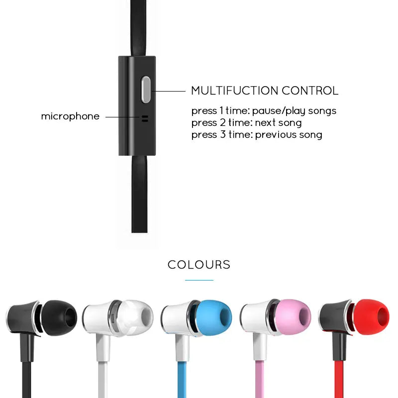 3.5mm Wired Headphones with Microphone Extra Bass Earphone Sport Headset In Ear Earbuds for Samsung Xiaomi Huawei Galaxy  S7 S8